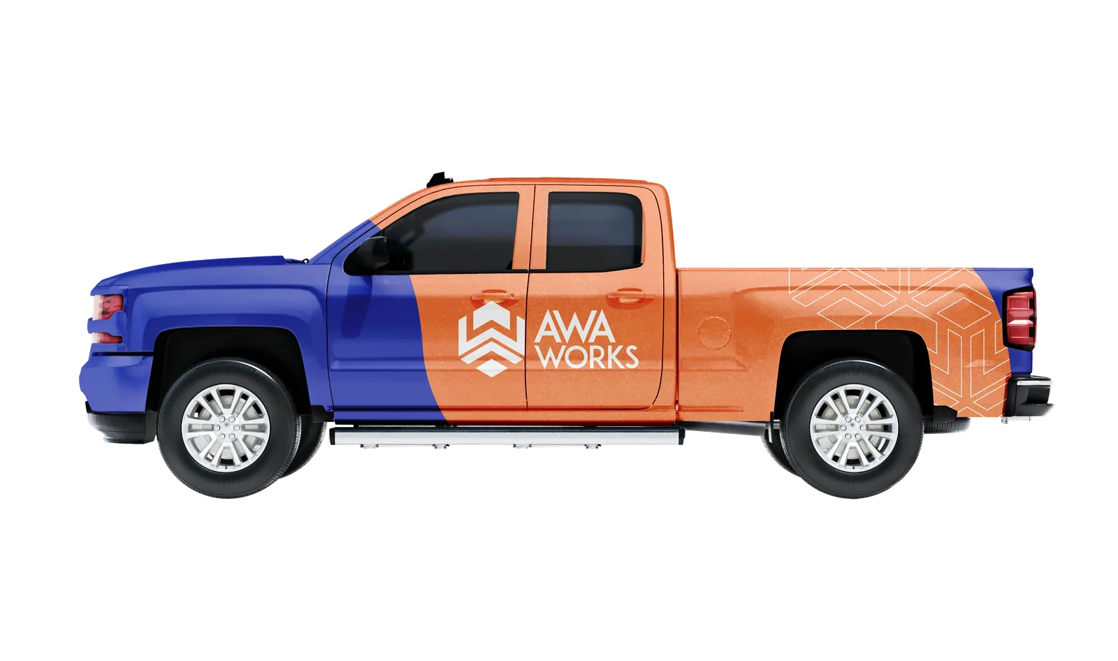 Identidad de AWA Works aplicada a un vehículo de trabajo